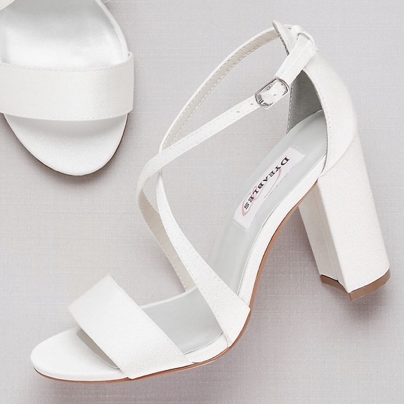 white block heel sandals bridal